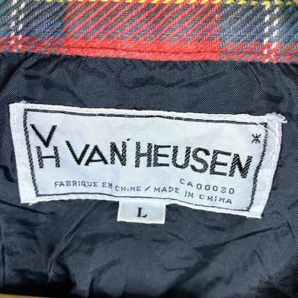 Vintage Plaid Shacket Jacket Mens Size Medium Red  Zip Lined Pockets Grunge - Picture 4 of 5